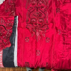 Elegant Red Embroidered Women's Tunic